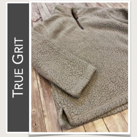 True Grit Sherpa 1/4 Zip Pullover in Light Gray - Picture 2 of 5